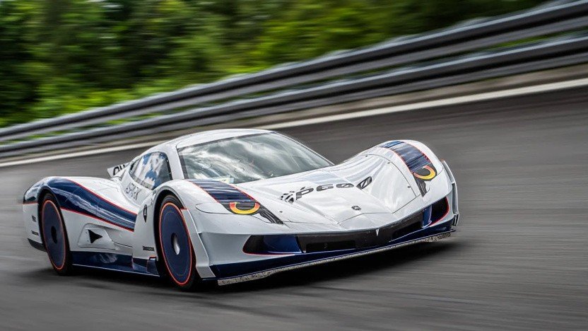 Aspark Owl SP600, an all-electric hypercar showcasing futuristic design and a top speed of 439 km/h, on a race track