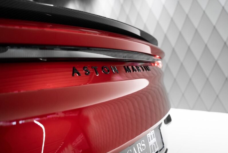 Aston Martin DBS Coupé 2024 for Sale – Q-Supernova Red, 21″ Forged Wheels, Carbon Fiber Trim, Bang & Olufsen, 725 HP V12, Sport Seats