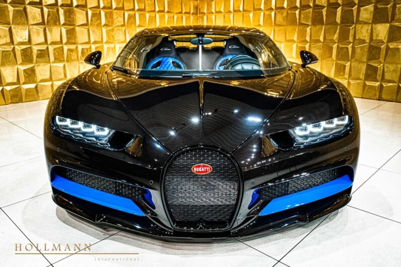 Bugatti Chiron 2018 for Sale – Full Black Carbon, 1,500 HP W16, French Racing Blue Leather Interior & Only 2,475 km