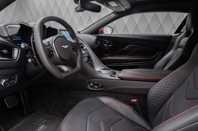Aston Martin DBS Coupé 2024 for Sale – Q-Supernova Red, 21″ Forged Wheels, Carbon Fiber Trim, Bang & Olufsen, 725 HP V12, Sport Seats