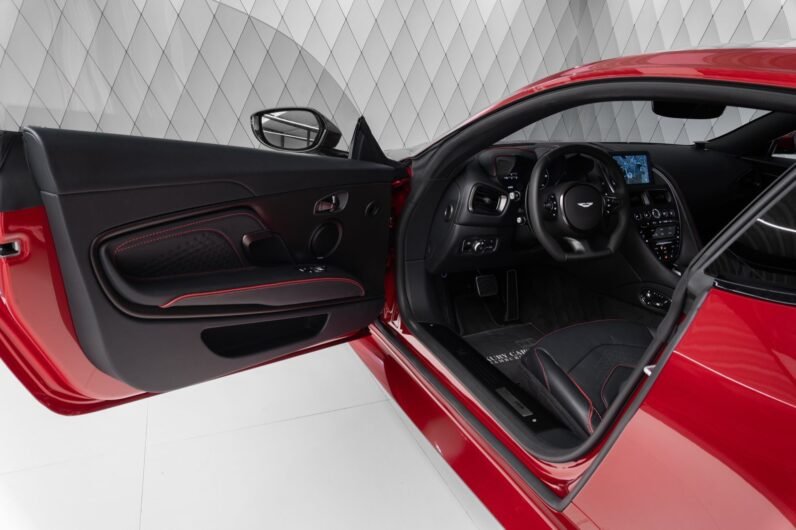Aston Martin DBS Coupé 2024 for Sale – Q-Supernova Red, 21″ Forged Wheels, Carbon Fiber Trim, Bang & Olufsen, 725 HP V12, Sport Seats