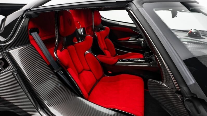 Koenigsegg Jesko Attack 2024 for Sale – Clear Carbon Fibre / Red Exterior, Lingonberry Alcantara Interior, 1,600 HP V8, 9-Speed LST